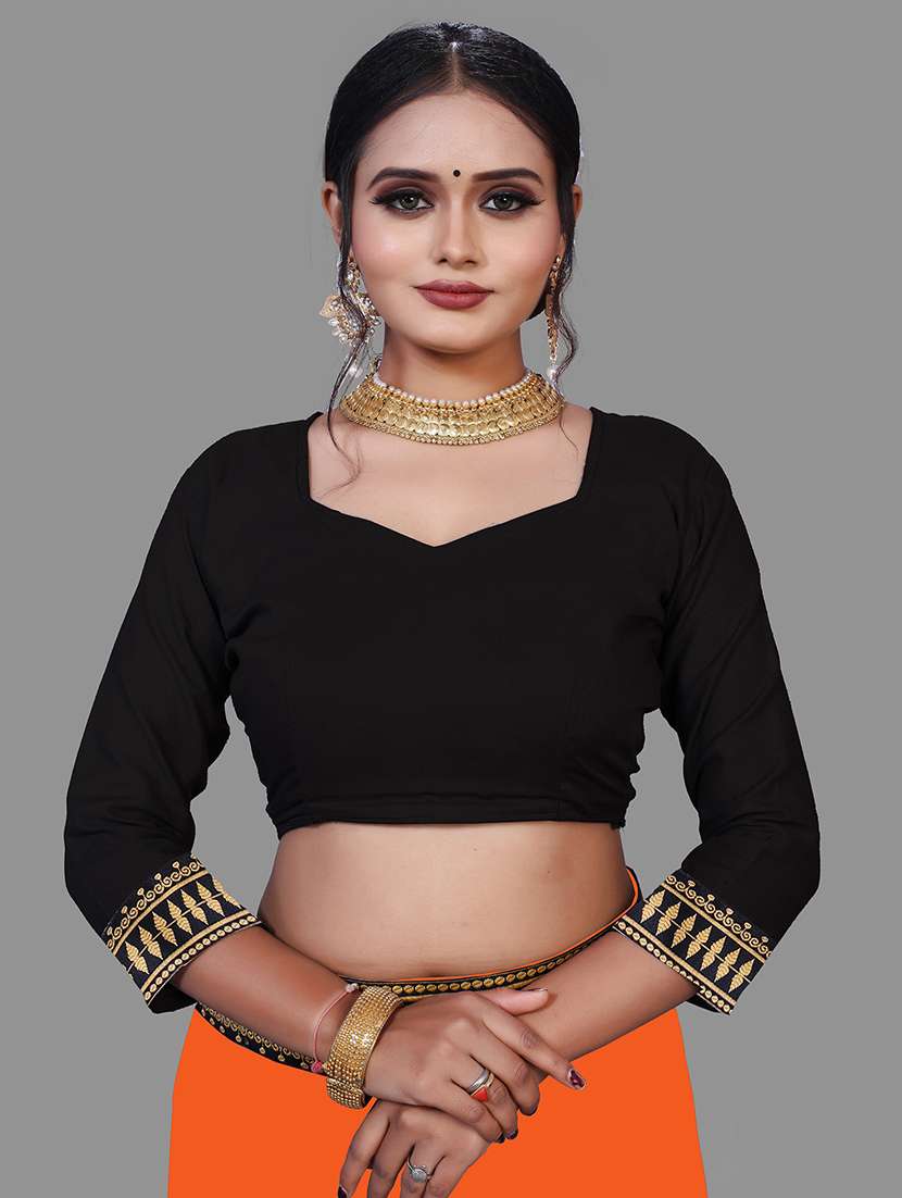 women's solid orange colored saree - 18909904 - Standard Image - 3
