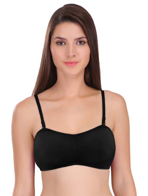 black cotton tube bra - 18910029 - Standard Image - 0