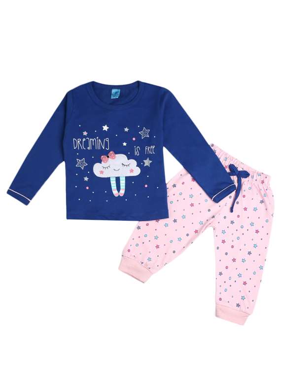 blue cotton twin set