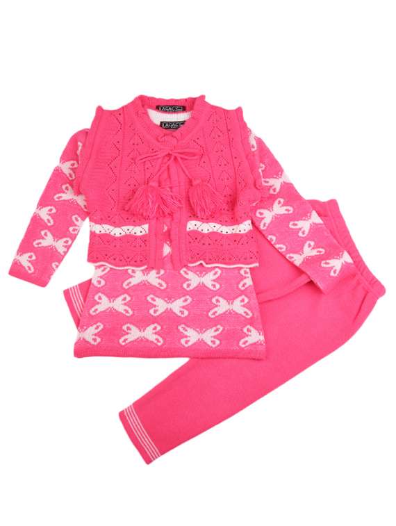 pink wool blend twin sets