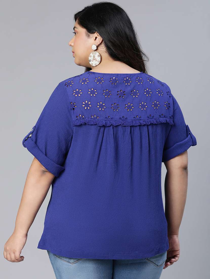 women's straight round neck top - 18912753 - Standard Image - 3