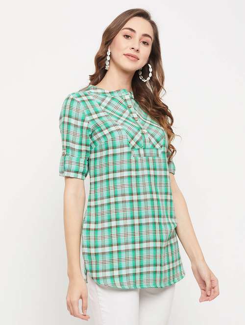 green checked a-line tunic - 18913101 - Standard Image - 0