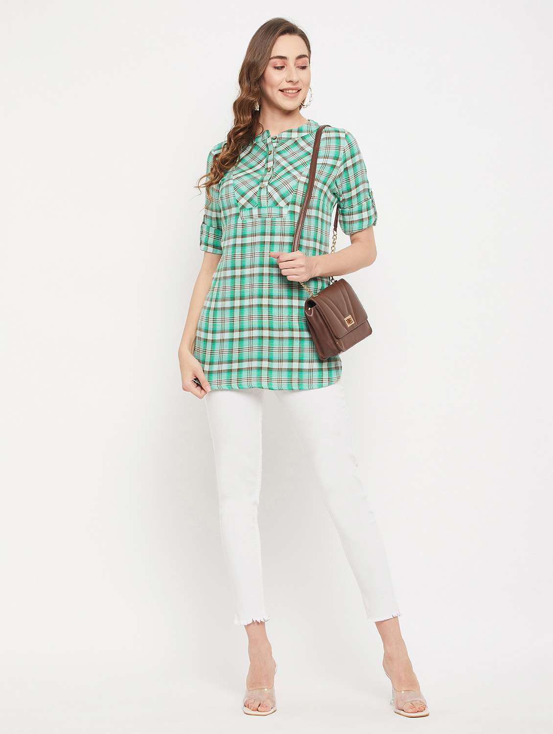 green checked a-line tunic - 18913101 - Standard Image - 3