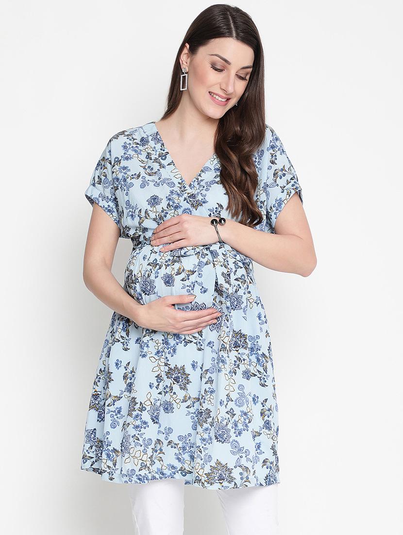 tie front floral maternity wear tunic - 18913353 - Zoom Image - 0