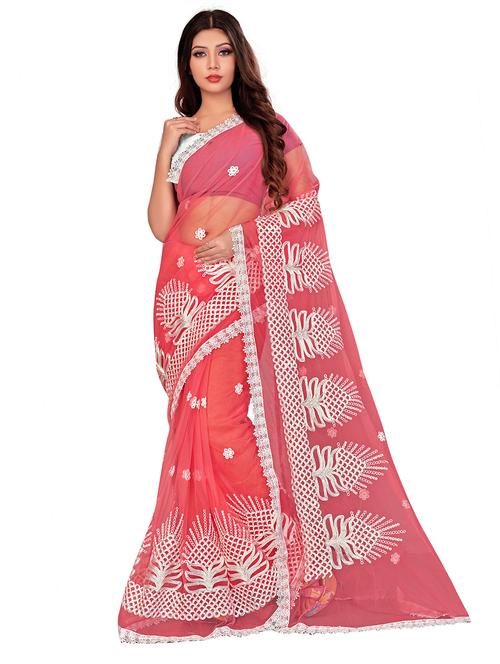 pink embroidered saree with blouse - 18929185 - Standard Image - 0