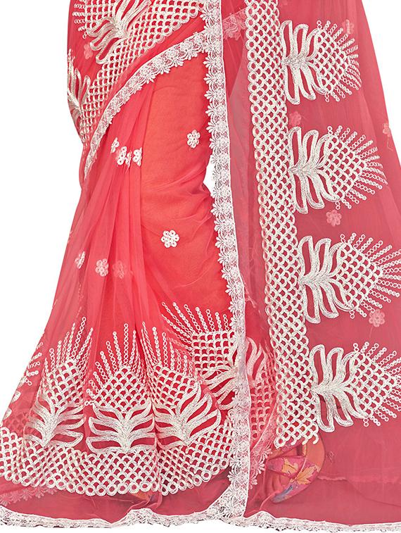 pink embroidered saree with blouse - 18929185 - Standard Image - 3