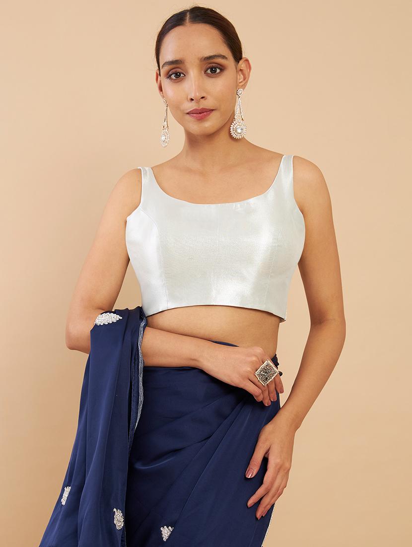 silver solid blouse - 18929465 - Zoom Image - 0