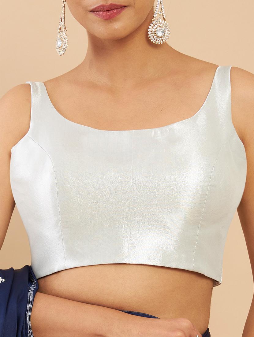 silver solid blouse - 18929465 - Standard Image - 3