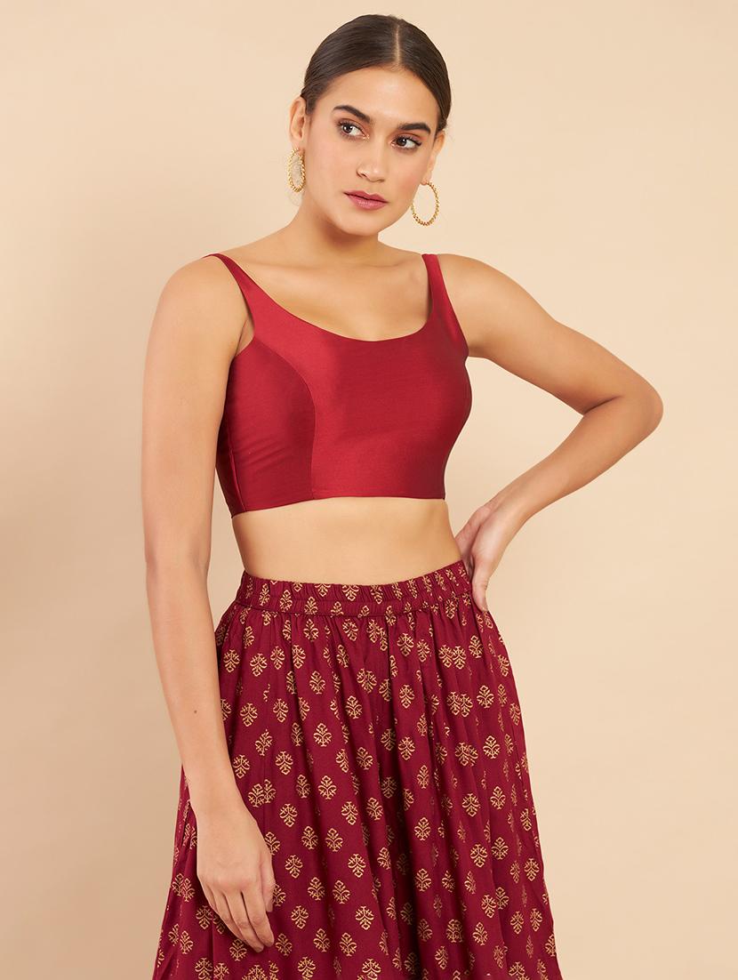 red silk solid blouse - 18929481 - Zoom Image - 0
