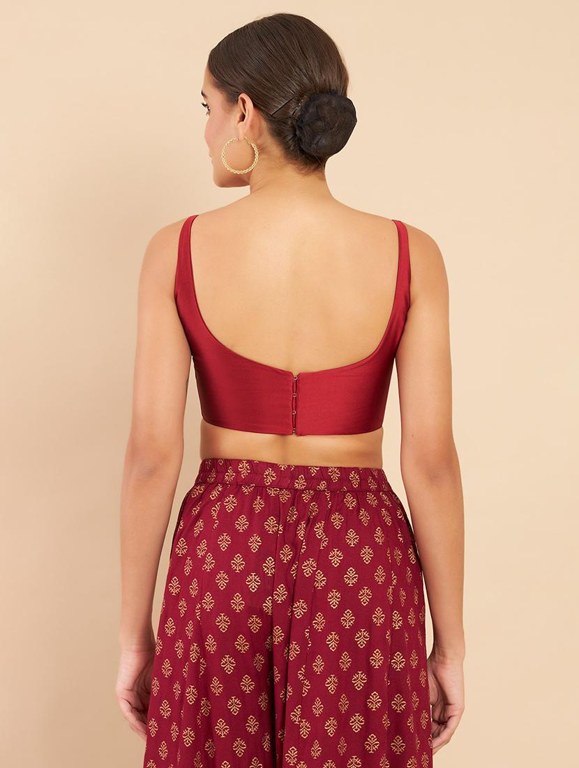 red silk solid blouse - 18929481 - Standard Image - 3