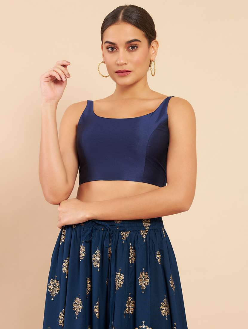 blue silk solid blouse - 18929492 - Zoom Image - 0