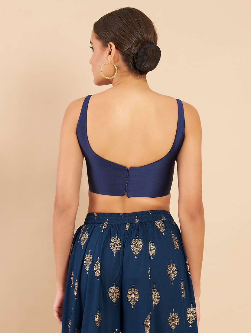 navy blue solid blouse - 18929496 - Standard Image - 3