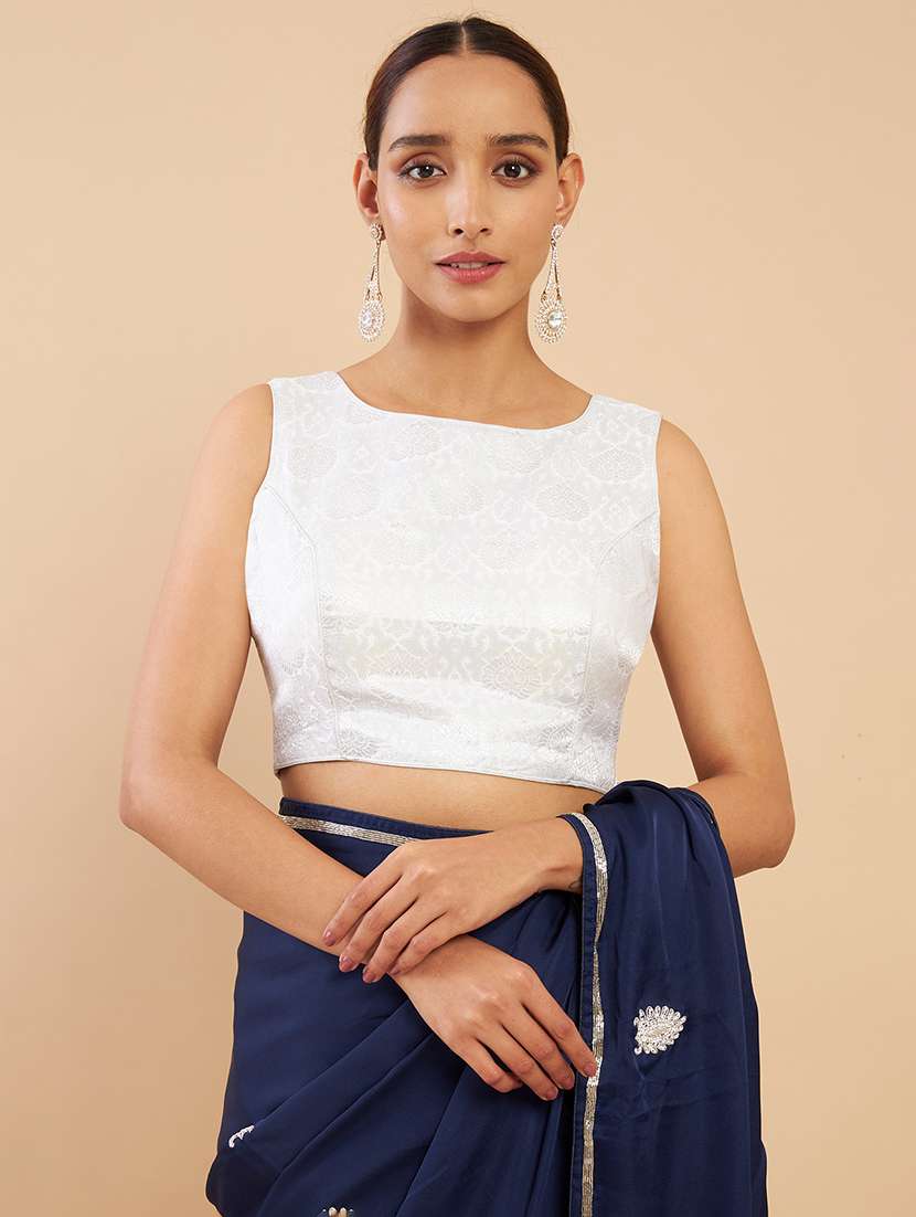white brocade work regular blouse - 18929529 - Zoom Image - 0