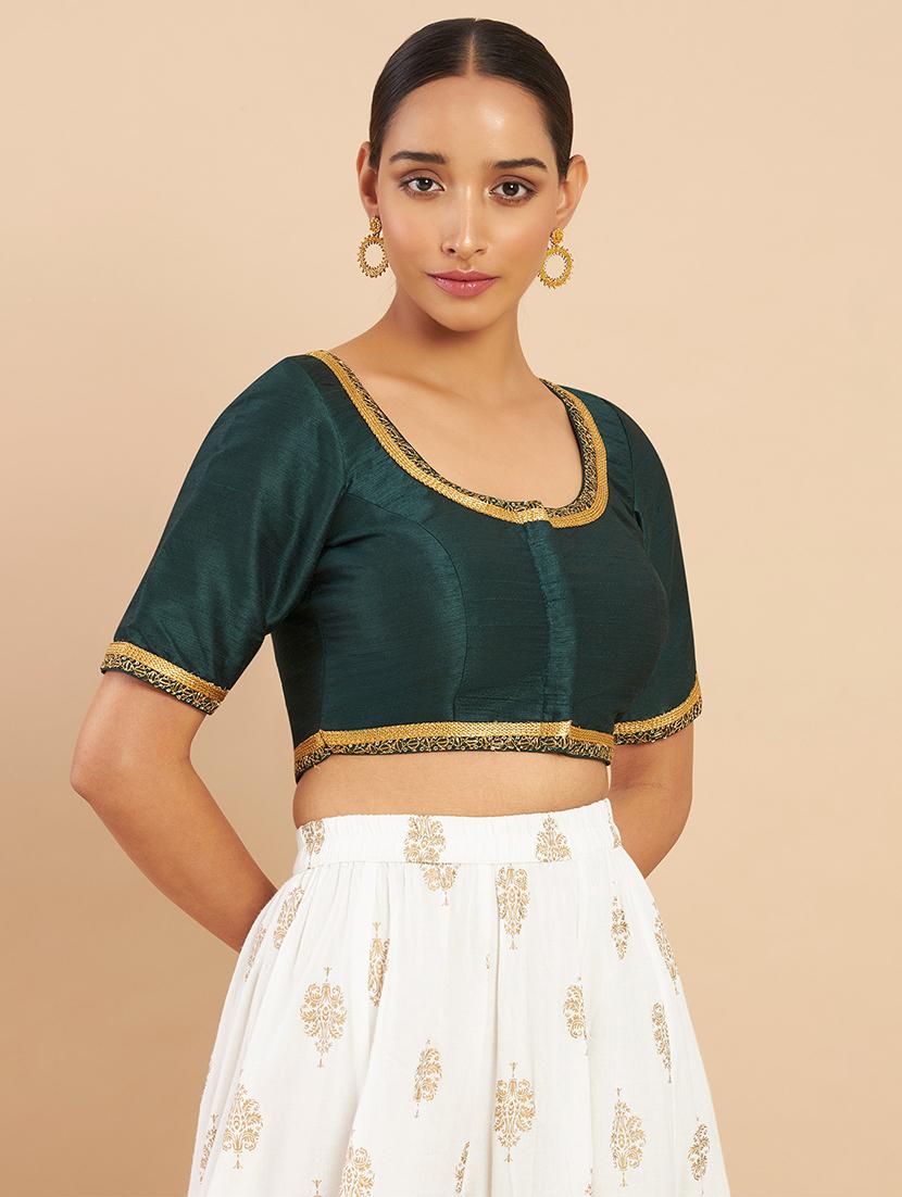 bottle green solid blouse - 18929623 - Zoom Image - 0