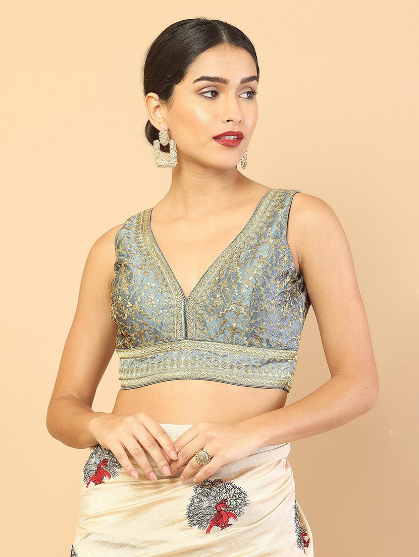 grey embroidered blouse - 18929624 -  Zoom Image - 0