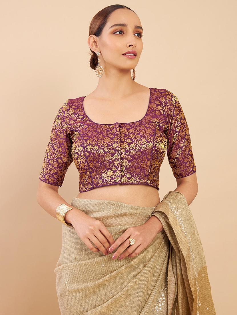 purple zari work blouse - 18929688 - Zoom Image - 0