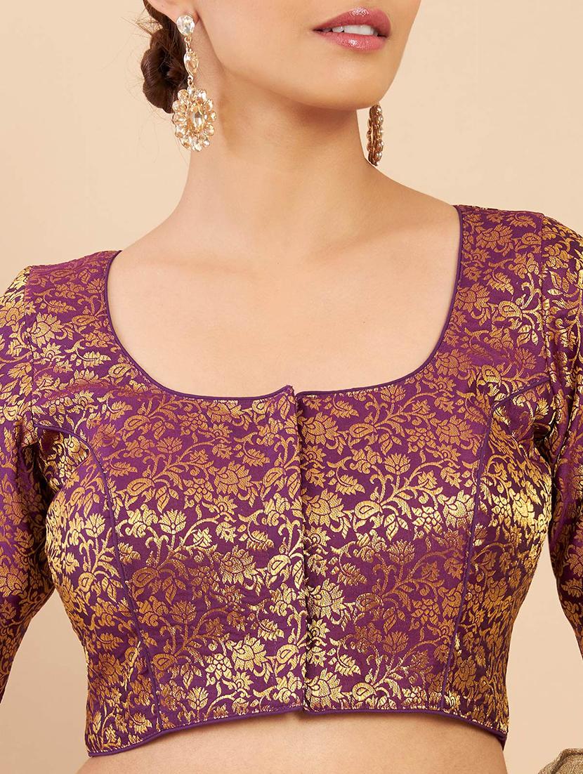 purple zari work blouse - 18929688 - Standard Image - 3