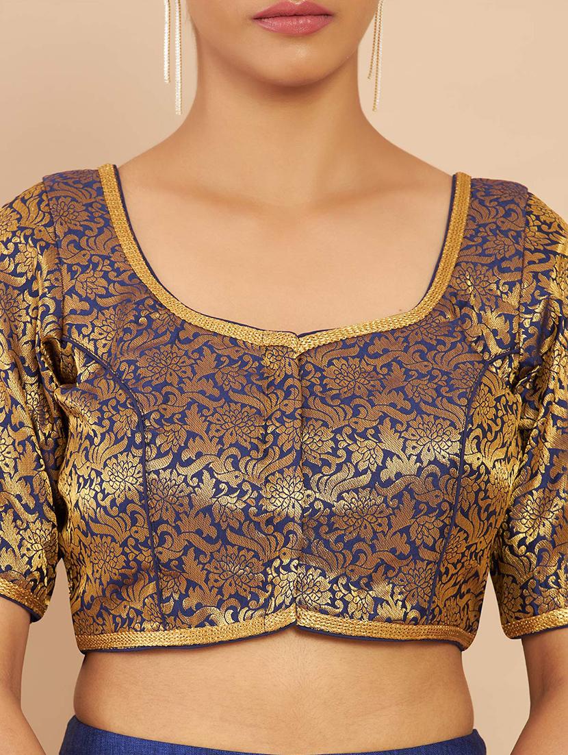 navy blue zari work blouse - 18929697 - Standard Image - 3