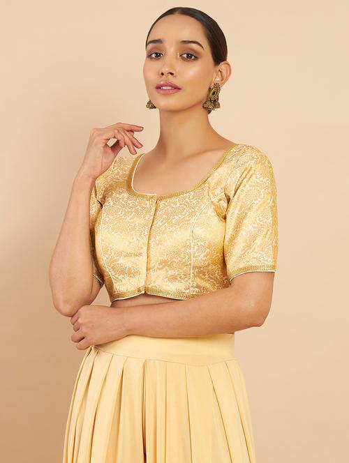 gold zari work blouse - 18929733 - Standard Image - 0