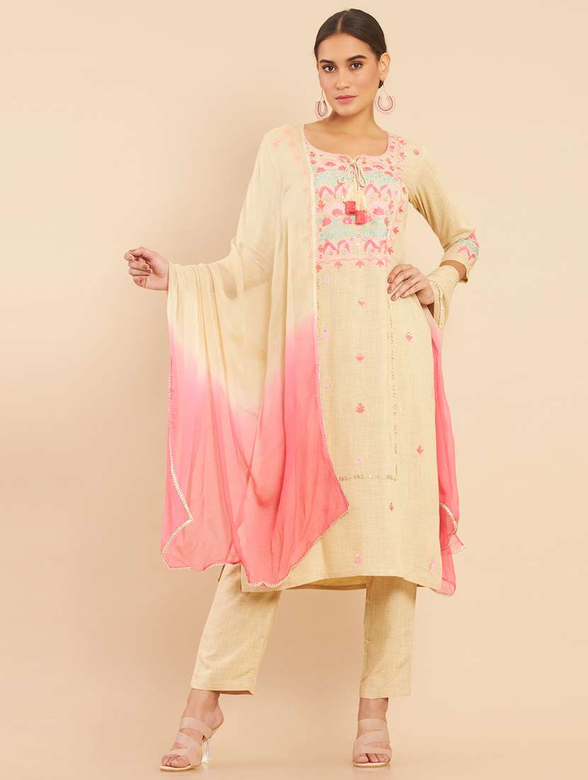 beige kurta salwar set