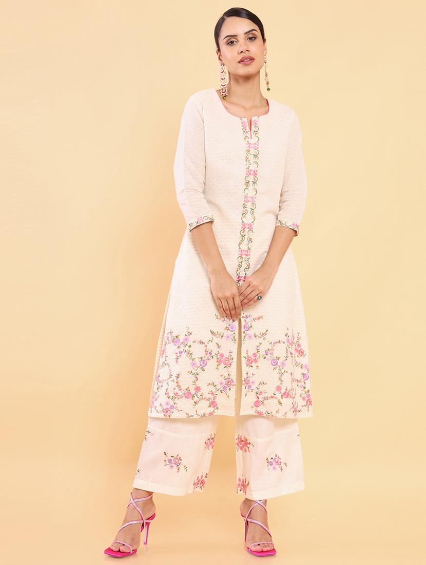 off-white embroidered suit set - 18931505 - Zoom Image - 0