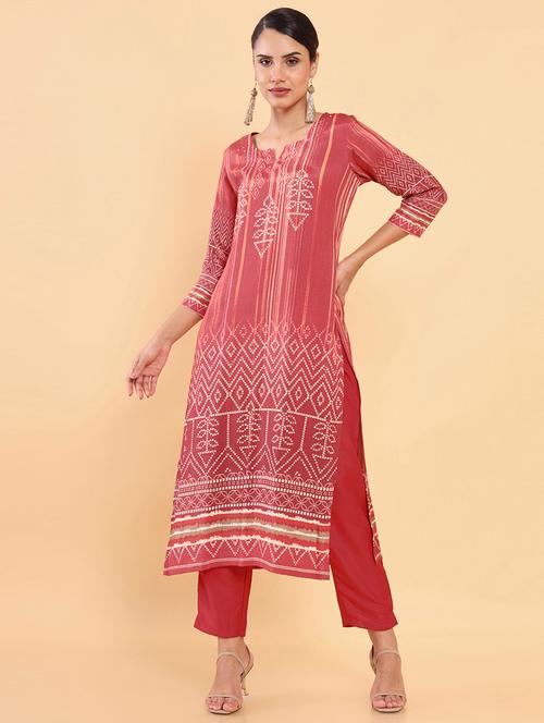 rust printed suit set - 18931742 - Standard Image - 0