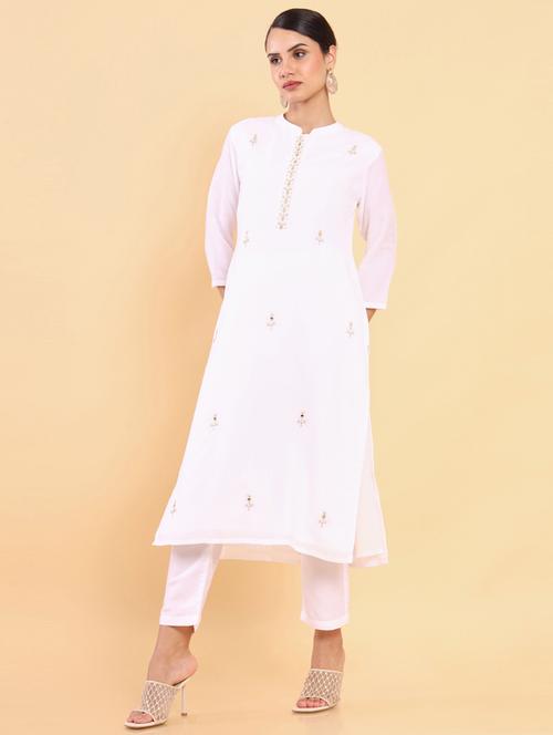 embroidered straight kurta set - 18931765 - Standard Image - 0