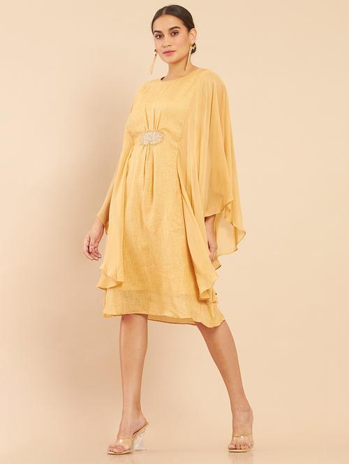 round neck yellow kaftan - 18935483 - Standard Image - 0