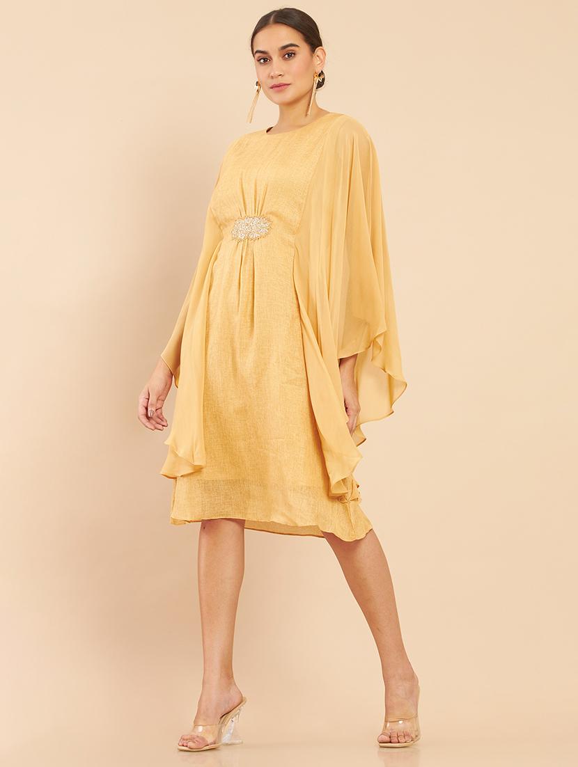 round neck yellow kaftan - 18935483 - Zoom Image - 0
