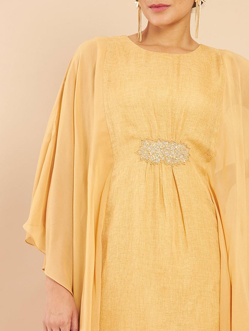 round neck yellow kaftan - 18935483 - Standard Image - 3