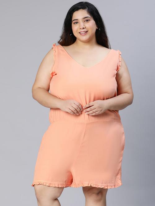 orange solid jumpsuit - 18935634 - Standard Image - 0