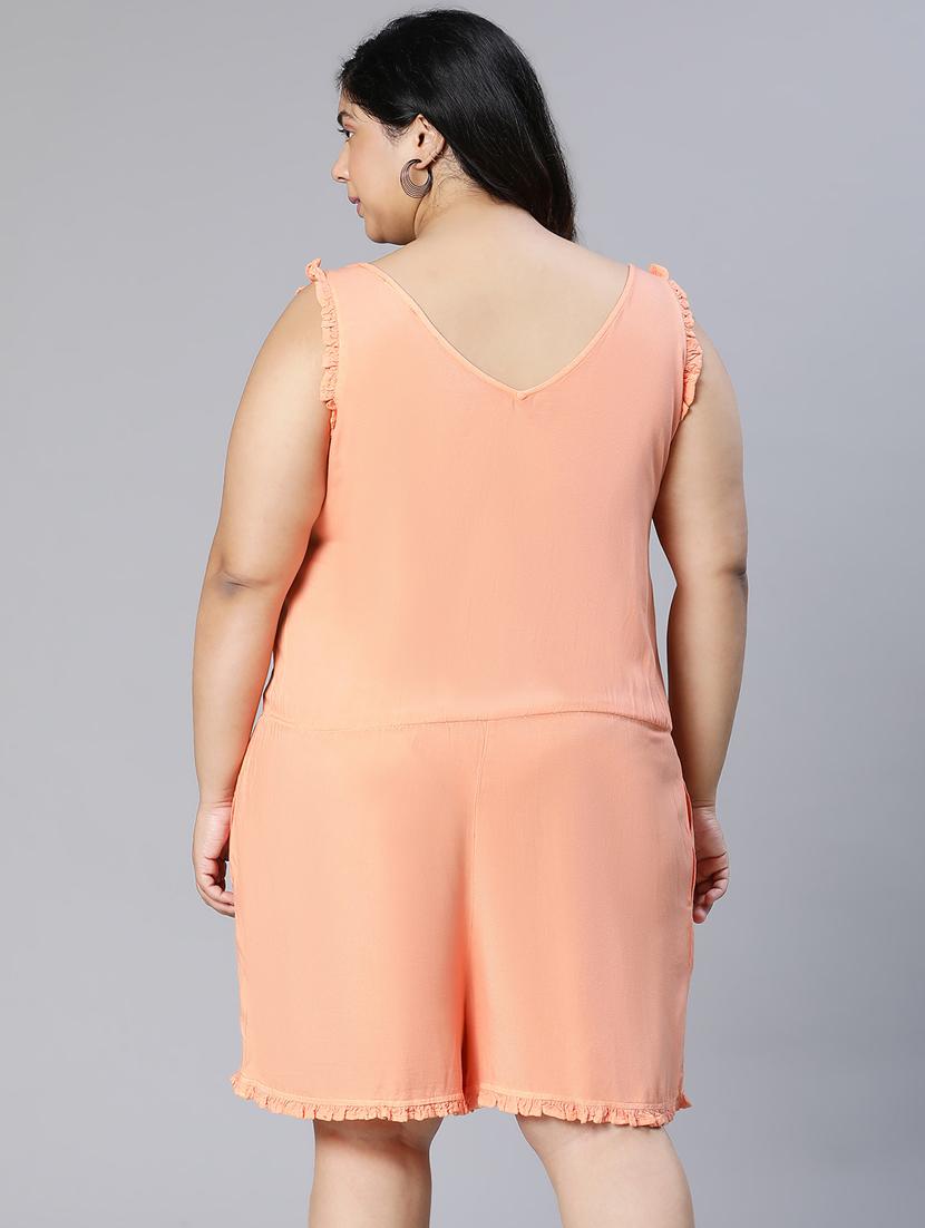 orange solid jumpsuit - 18935634 - Standard Image - 3