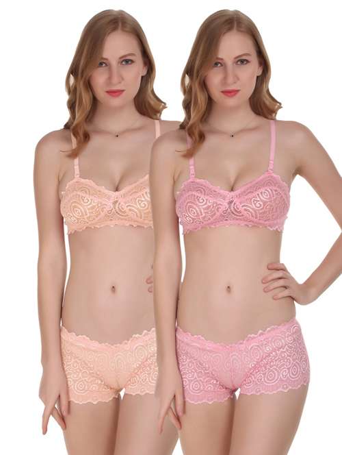 pack of 2- multi colored lycra bras and panty set - 18941315 -  Standard Image - 0