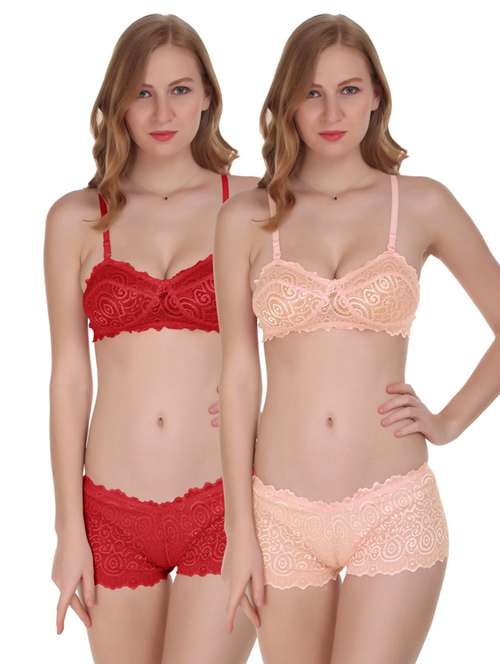 pack of 2- multi colored lycra bras and panty set - 18941316 -  Standard Image - 0
