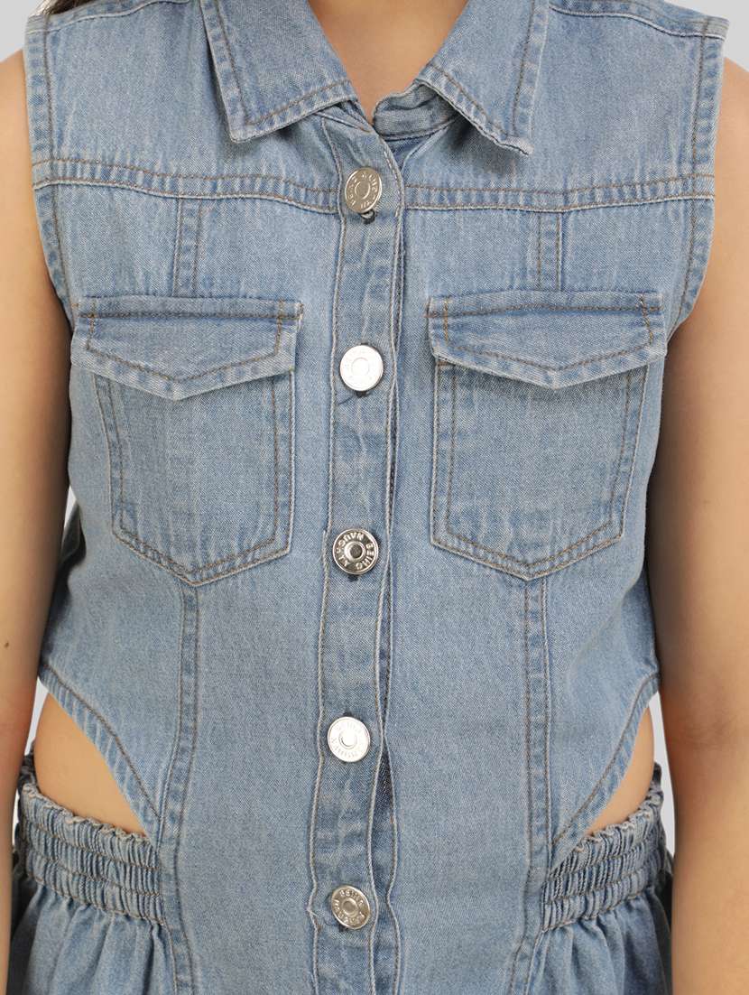 girls light blue collared sleeveless dress - 18947660 -  Standard Image - 3