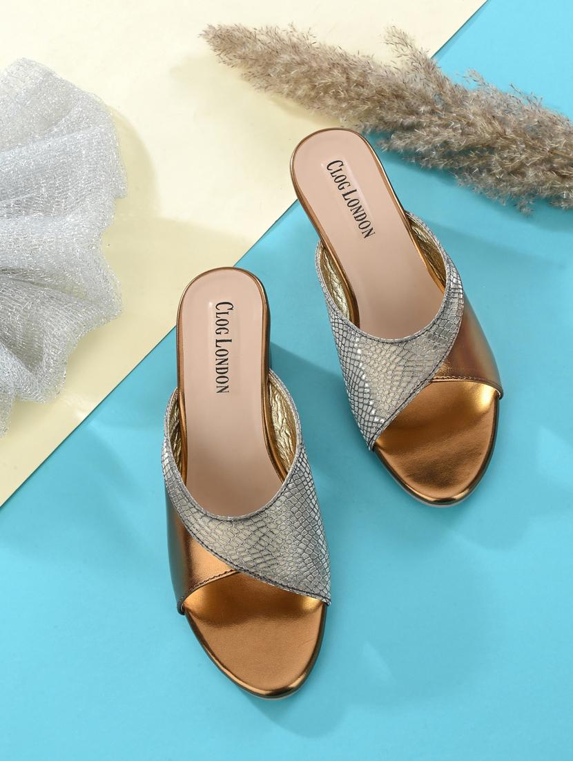copper synthetic slip on sandals - 18949230 -  Zoom Image - 0