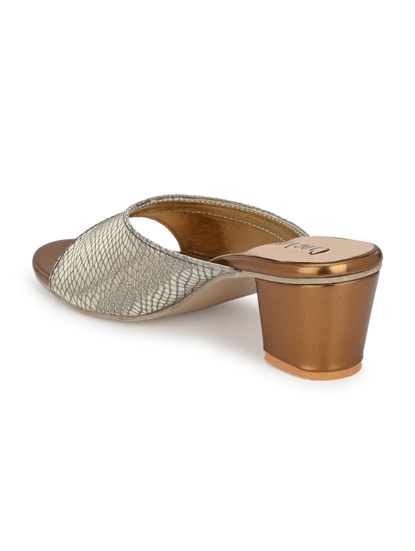 copper synthetic slip on sandals - 18949230 - Standard Image - 3
