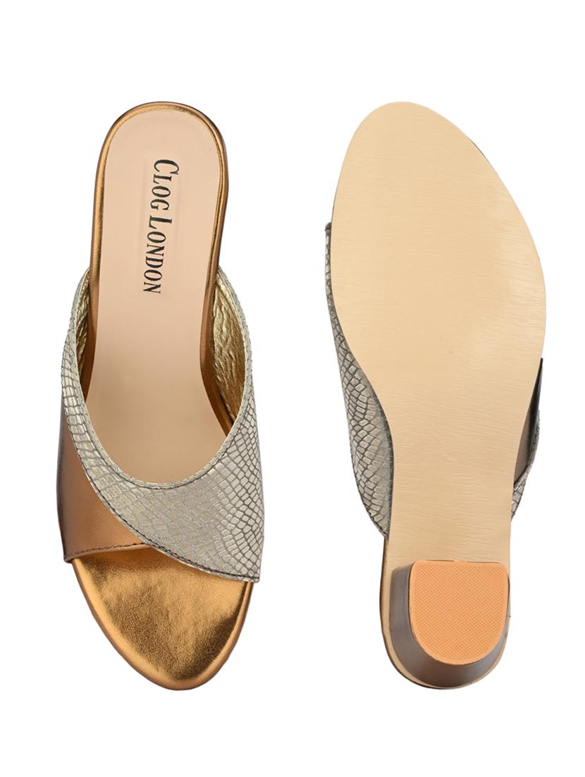 copper synthetic slip on sandals - 18949230 - Standard Image - 5
