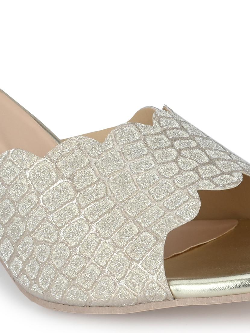 gold synthetic slip on sandals - 18949232 - Standard Image - 5