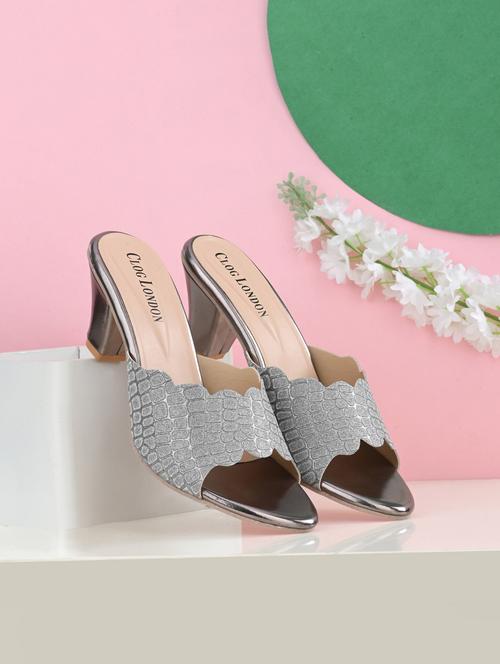 grey synthetic slip on sandals - 18949233 -  Standard Image - 0