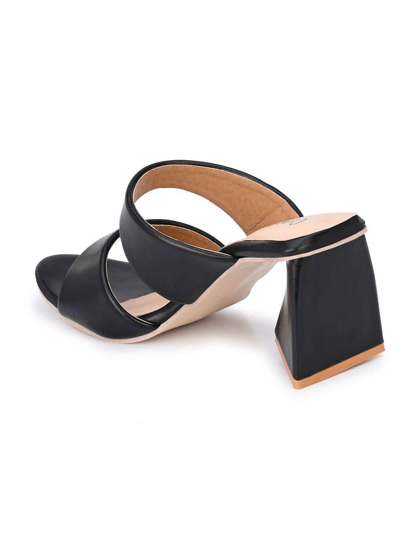 black synthetic slip on sandals - 18949242 -  Standard Image - 3