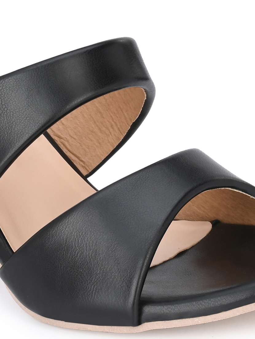 black synthetic slip on sandals - 18949242 -  Standard Image - 5