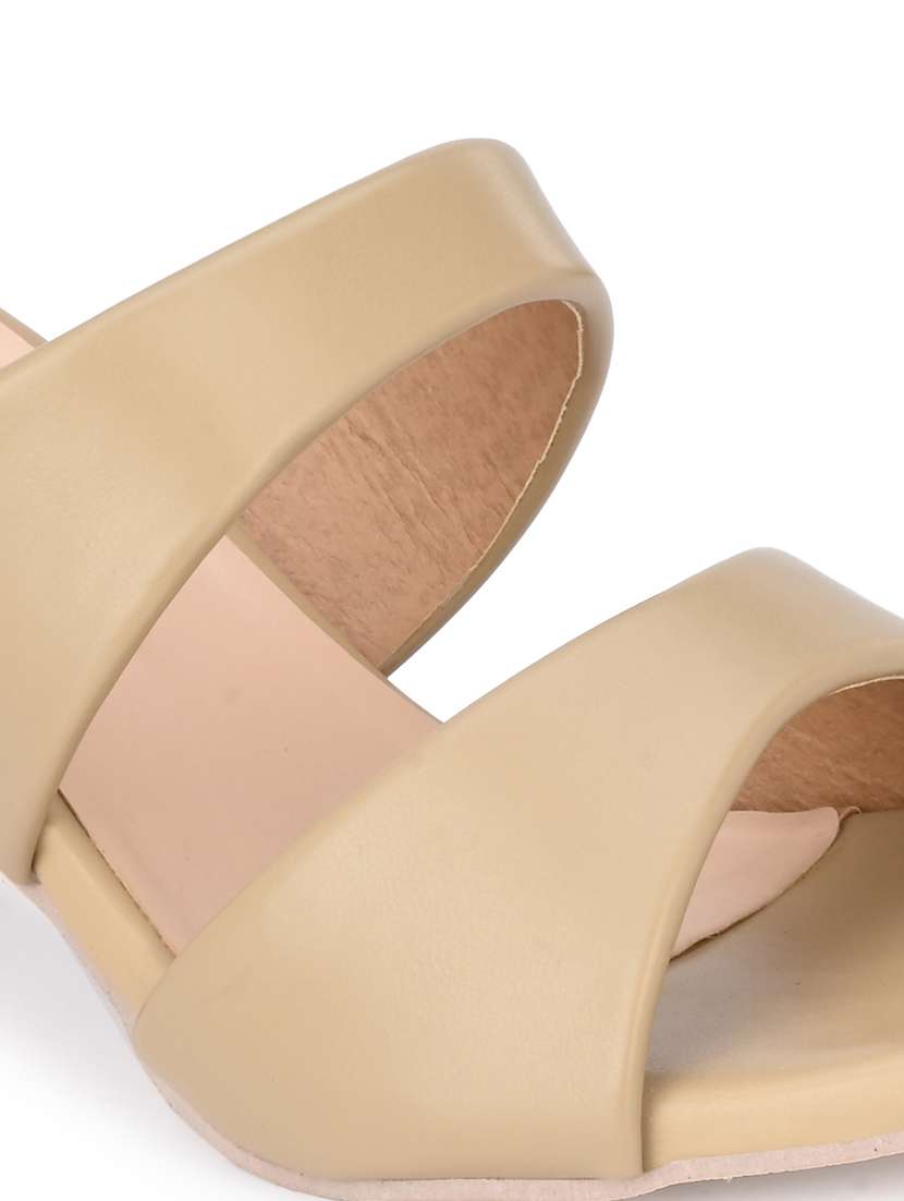 beige synthetic slip on sandals - 18949243 -  Standard Image - 5