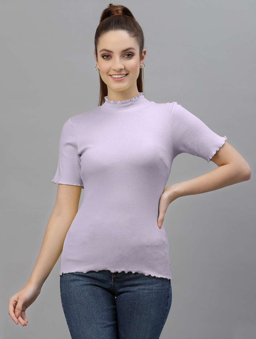Buy online Women's Straight Turtle Neck Top from western wear for