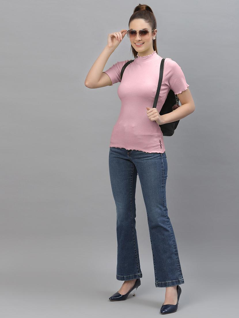 pink coloured turtle neck regular top - 18949423 - Standard Image - 3