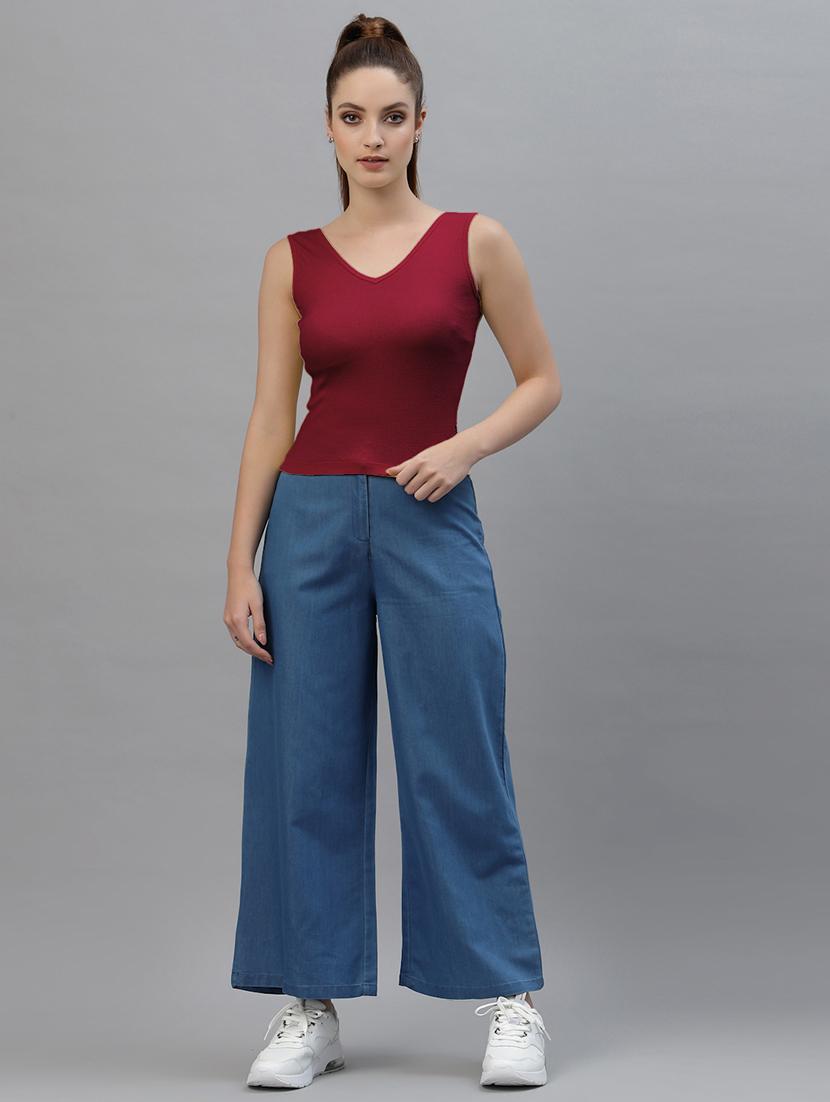 women's crop round neck top - 18949459 - Standard Image - 3