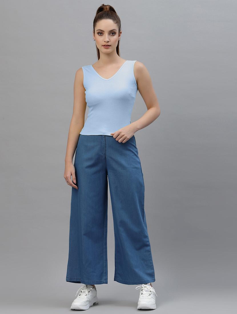 women's crop round neck top - 18949463 - Standard Image - 3