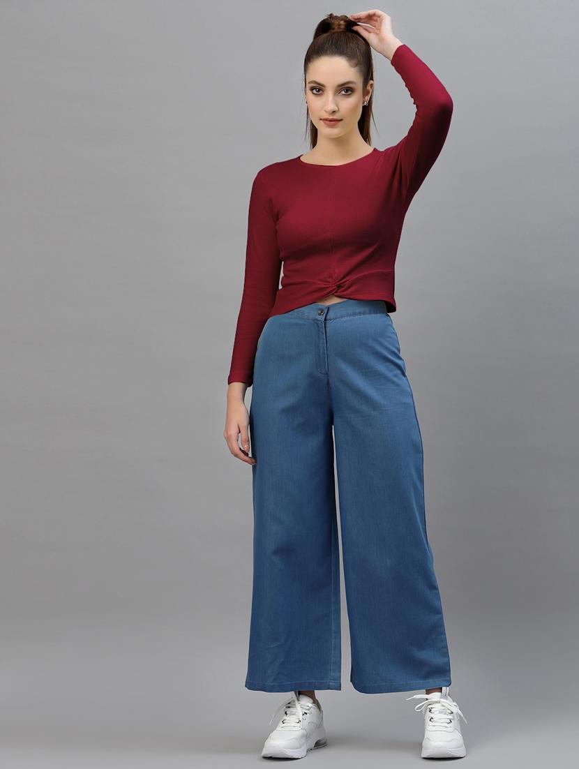 women's crop round neck top - 18949515 - Standard Image - 3