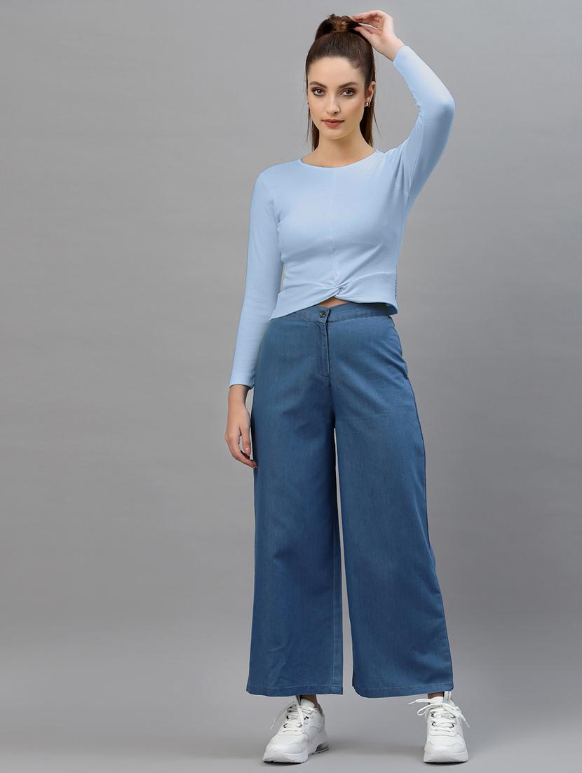 women's crop round neck top - 18949519 - Standard Image - 3