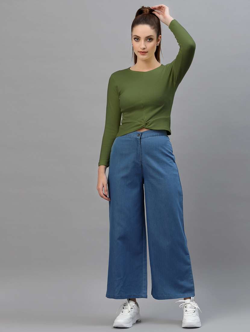 women's crop round neck top - 18949523 - Standard Image - 3